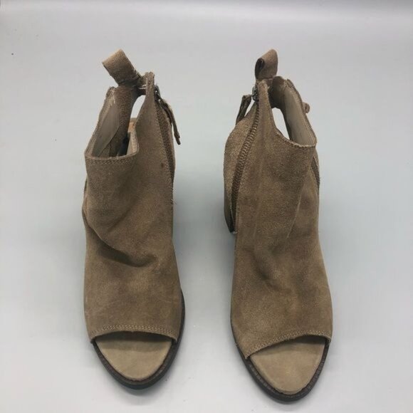 dolce vita brown suede zip up chunk heel open toe shoes size 9.5 READ - Picture 2 of 13